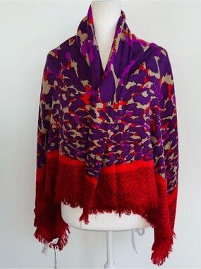 Coach Ocelot Animal Print Square Shawl Scarf NWT Accessory Purple Red 52”X 52”